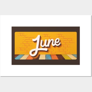 June Month Retro Text Posters and Art